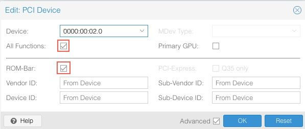 Ubuntu VM iGPU PCI Settings