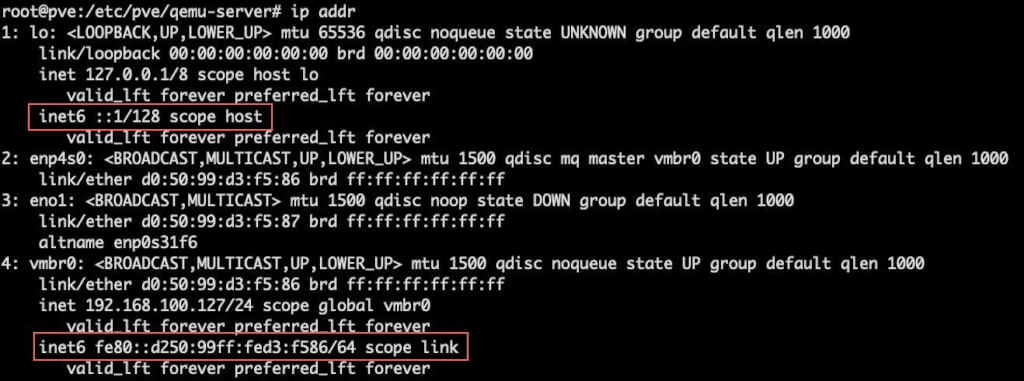 Default IPv6 Proxmox